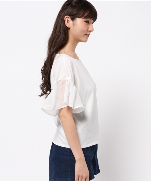 Chico(チコ)の「ラッフル袖TOPS(Tシャツ/カットソー・レディース・ホワイト/モスグリーン・FREE)」の9枚目の写真