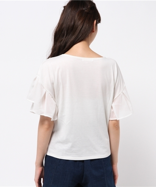 Chico(チコ)の「ラッフル袖TOPS(Tシャツ/カットソー・レディース・ホワイト/モスグリーン・FREE)」の10枚目の写真