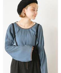 ◎配色パイピングブラウス