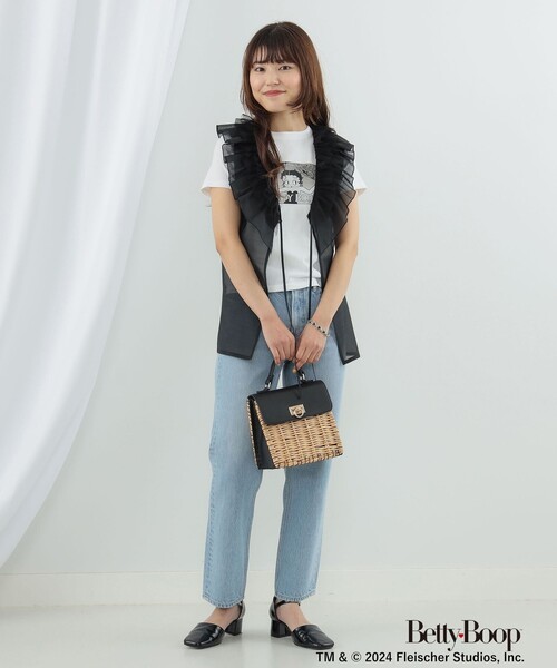 Ray BEAMS（レイビームス）の「Ray BEAMS / 柳 カゴ トートバッグ（かごバッグ・レディース・オフホワイト/ブラック・ONE SIZE）」の8枚目の写真