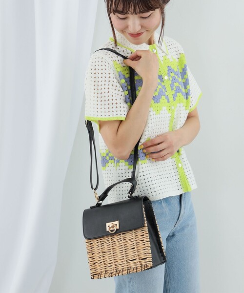 Ray BEAMS（レイビームス）の「Ray BEAMS / 柳 カゴ トートバッグ（かごバッグ・レディース・オフホワイト/ブラック・ONE SIZE）」の9枚目の写真