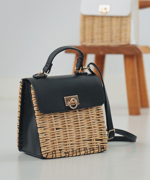 Ray BEAMS（レイビームス）の「Ray BEAMS / 柳 カゴ トートバッグ（かごバッグ・レディース・オフホワイト/ブラック・ONE SIZE）」の11枚目の写真