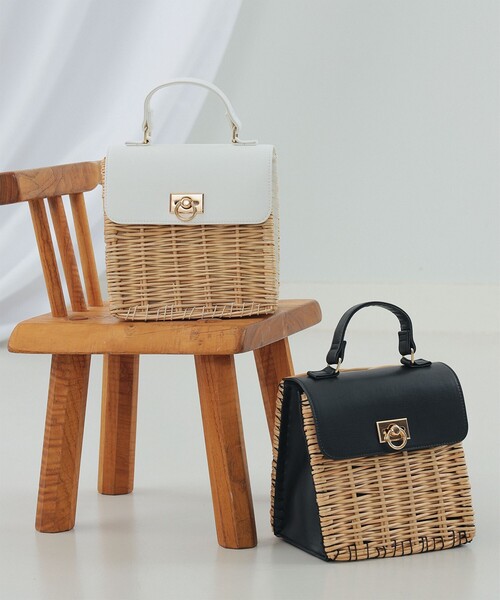 Ray BEAMS（レイビームス）の「Ray BEAMS / 柳 カゴ トートバッグ（かごバッグ・レディース・オフホワイト/ブラック・ONE SIZE）」の12枚目の写真