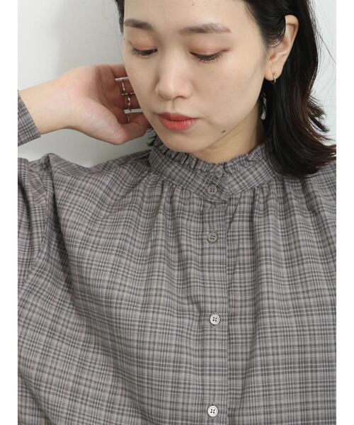 Samansa Mos2 blue（サマンサモスモスブルー）の「チェック柄フリル衿