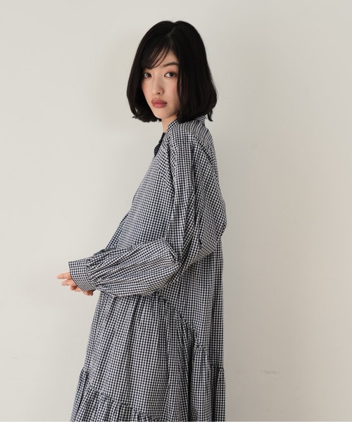 セール】ボリューム ティアード ワンピース プリーツ ロング ドレス