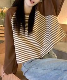 Achic（アシック）の「ボーダー柄ショート丈トップス（Tシャツ/カットソー）」