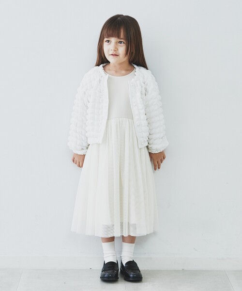 THE SHOP TK （ザ ショップ ティーケー ）の「◆【100-140】パールボタンぽこぽこカーディガン（カーディガン/ボレロ・キッズ・ホワイト系/ブラック・13/12/11/14）」の4枚目の写真