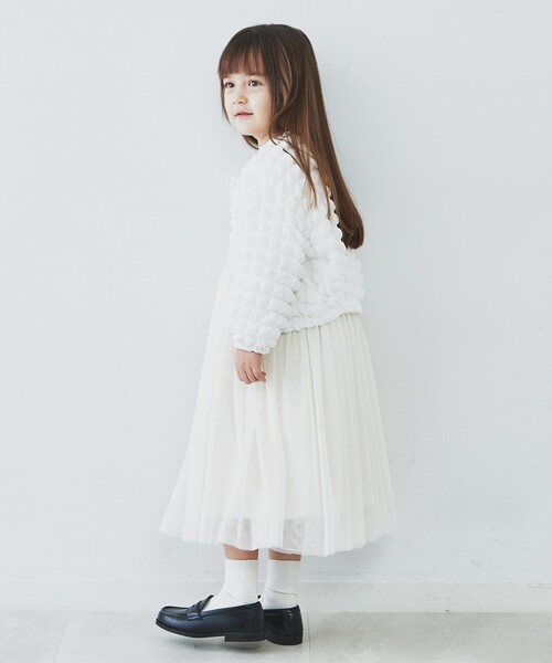 THE SHOP TK （ザ ショップ ティーケー ）の「◆【100-140】パールボタンぽこぽこカーディガン（カーディガン/ボレロ・キッズ・ホワイト系/ブラック・13/12/11/14）」の6枚目の写真