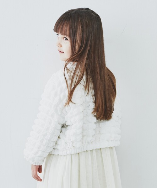 THE SHOP TK （ザ ショップ ティーケー ）の「◆【100-140】パールボタンぽこぽこカーディガン（カーディガン/ボレロ・キッズ・ホワイト系/ブラック・13/12/11/14）」の7枚目の写真