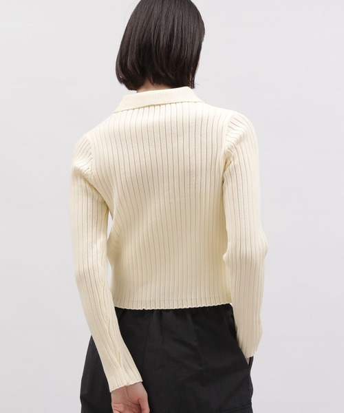 LAKOLE(ラコレ)の「7ゲージ襟付きZIPカーディガン / 103585(カーディガン/ボレロ・レディース・ブラック/ライトブルー/アイボリー・MEDIUM/SMALL)」の9枚目の写真