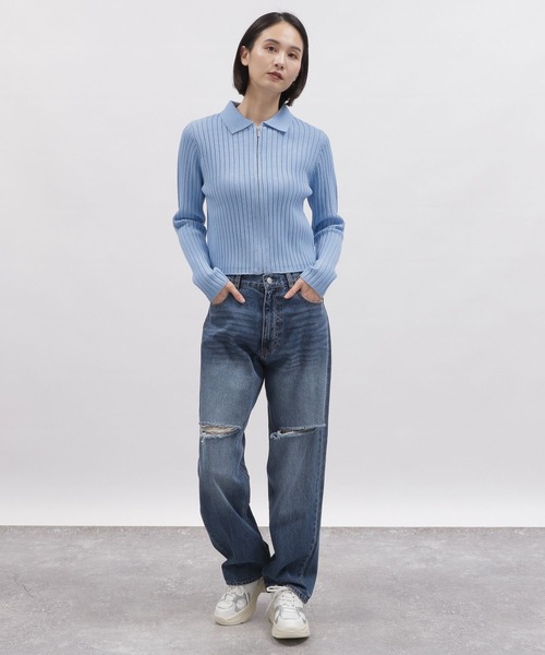 LAKOLE(ラコレ)の「7ゲージ襟付きZIPカーディガン / 103585(カーディガン/ボレロ・レディース・ブラック/ライトブルー/アイボリー・MEDIUM/SMALL)」の12枚目の写真