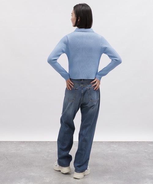 LAKOLE(ラコレ)の「7ゲージ襟付きZIPカーディガン / 103585(カーディガン/ボレロ・レディース・ブラック/ライトブルー/アイボリー・MEDIUM/SMALL)」の14枚目の写真