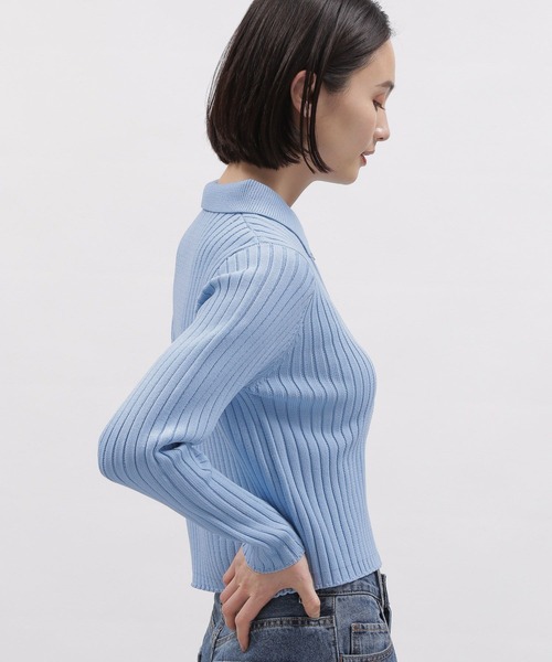 LAKOLE(ラコレ)の「7ゲージ襟付きZIPカーディガン / 103585(カーディガン/ボレロ・レディース・ブラック/ライトブルー/アイボリー・MEDIUM/SMALL)」の16枚目の写真