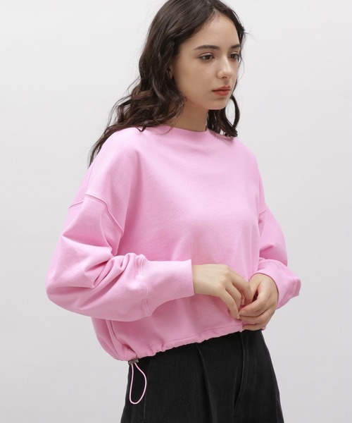 LAKOLE（ラコレ）の「ドロストヘムクロップドプルオーバー / 100489（スウェット・レディース・オフホワイト/ネイビー/ピンク・SMALL/MEDIUM）」の3枚目の写真