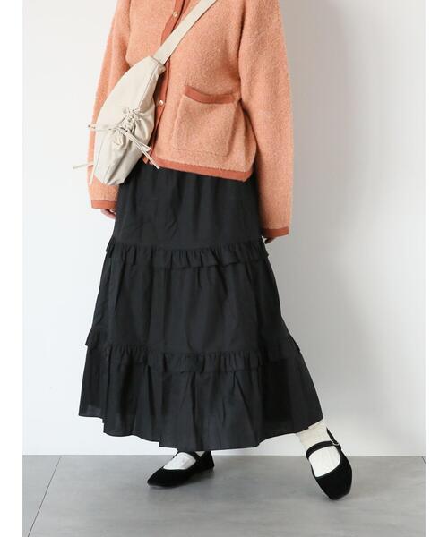ehka sopo（エヘカソポ）の「ティアードギャザースカート（スカート・レディース・ブラック/オフホワイト/ピンク・F）」の3枚目の写真