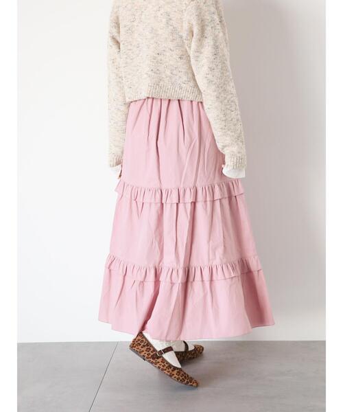 ehka sopo（エヘカソポ）の「ティアードギャザースカート（スカート・レディース・ブラック/オフホワイト/ピンク・F）」の4枚目の写真