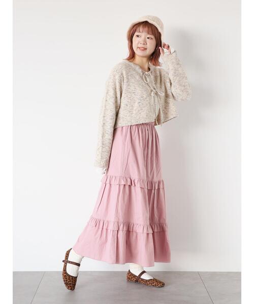 ehka sopo（エヘカソポ）の「ティアードギャザースカート（スカート・レディース・ブラック/オフホワイト/ピンク・F）」の8枚目の写真