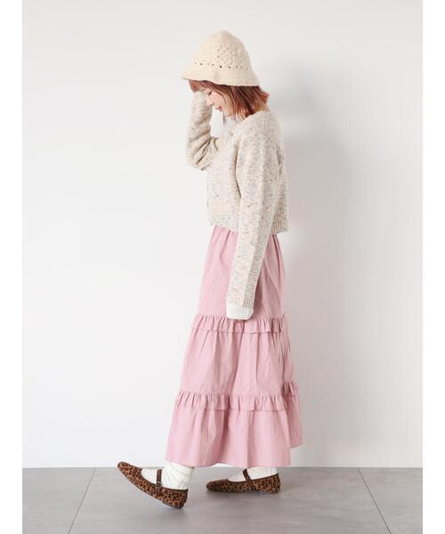 ehka sopo（エヘカソポ）の「ティアードギャザースカート（スカート・レディース・ブラック/オフホワイト/ピンク・F）」の9枚目の写真