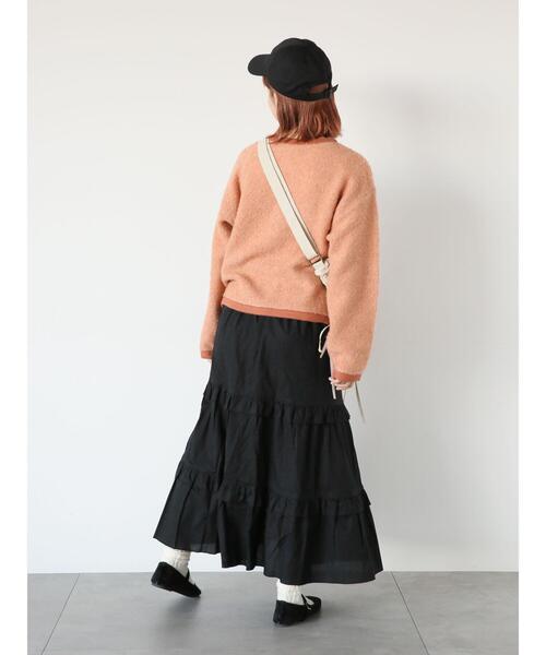 ehka sopo（エヘカソポ）の「ティアードギャザースカート（スカート・レディース・ブラック/オフホワイト/ピンク・F）」の15枚目の写真