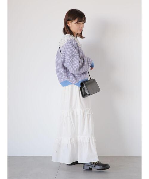 ehka sopo（エヘカソポ）の「ティアードギャザースカート（スカート・レディース・ブラック/オフホワイト/ピンク・F）」の20枚目の写真