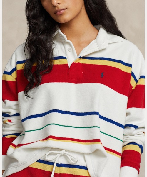 Polo by Ralph Lauren ストライプラガーシャツ Lサイズ ビッグ フィット ストライプド ジャージー ラグビー シャツ