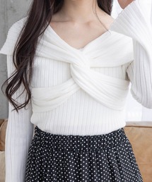 clear | フロントクロスワイドリブ長袖ニットトップス≪2024SS新作≫(ニット/セーター)