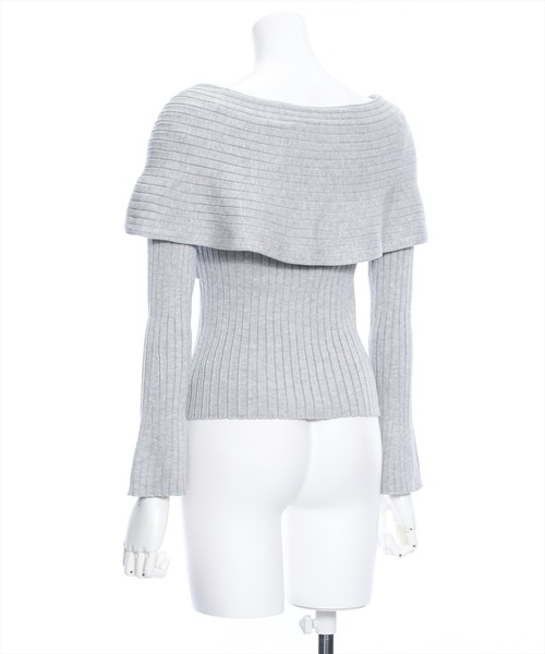 clear（クリア）の「フロントクロスワイドリブ長袖ニットトップス［大人 カジュアル レイヤード］≪再入荷≫（ニット/セーター・レディース・ブラック/オフホワイト/グレー/ピンク・F）」の9枚目の写真