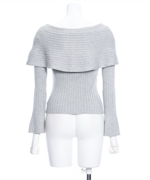 clear（クリア）の「フロントクロスワイドリブ長袖ニットトップス［大人 カジュアル レイヤード］≪再入荷≫（ニット/セーター・レディース・ブラック/オフホワイト/グレー/ピンク・F）」の8枚目の写真