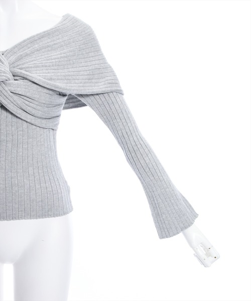 clear（クリア）の「フロントクロスワイドリブ長袖ニットトップス［大人 カジュアル レイヤード］≪再入荷≫（ニット/セーター・レディース・ブラック/オフホワイト/グレー/ピンク・F）」の7枚目の写真