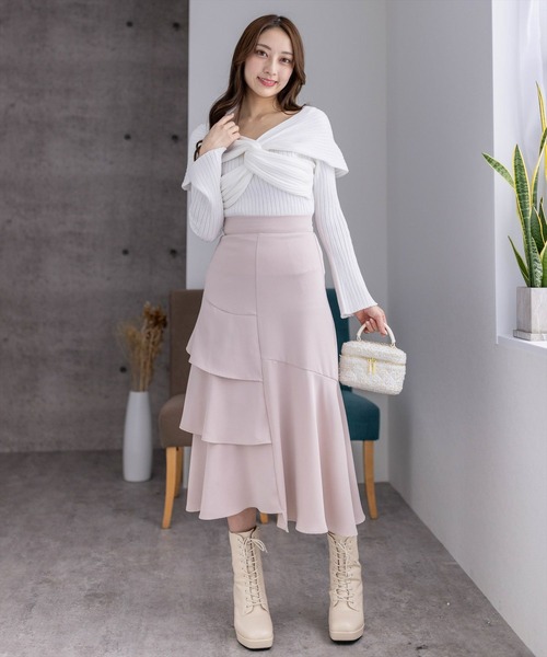 clear（クリア）の「フロントクロスワイドリブ長袖ニットトップス［大人 カジュアル レイヤード］≪再入荷≫（ニット/セーター・レディース・ブラック/オフホワイト/グレー/ピンク・F）」の20枚目の写真