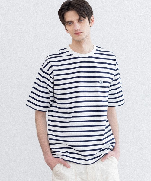 FIDELITY（フィデリティ）の「BORDER S/S CREW / 半袖ボーダークルーネックシャツ（Tシャツ/カットソー・メンズ・ブルー/オフホワイト/ダークネイビー/イエロー/キナリ/チャコール・X-LARGE/LARGE/MEDIUM）」の16枚目の写真