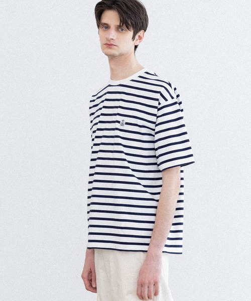 FIDELITY（フィデリティ）の「BORDER S/S CREW / 半袖ボーダークルーネックシャツ（Tシャツ/カットソー・メンズ・ブルー/オフホワイト/ダークネイビー/イエロー/キナリ/チャコール・X-LARGE/LARGE/MEDIUM）」の17枚目の写真