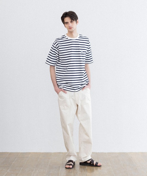 FIDELITY（フィデリティ）の「BORDER S/S CREW / 半袖ボーダークルーネックシャツ（Tシャツ/カットソー・メンズ・ブルー/オフホワイト/ダークネイビー/イエロー/キナリ/チャコール・X-LARGE/LARGE/MEDIUM）」の18枚目の写真