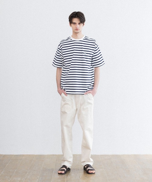 FIDELITY（フィデリティ）の「BORDER S/S CREW / 半袖ボーダークルーネックシャツ（Tシャツ/カットソー・メンズ・ブルー/オフホワイト/ダークネイビー/イエロー/キナリ/チャコール・X-LARGE/LARGE/MEDIUM）」の20枚目の写真