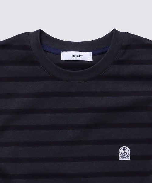FIDELITY（フィデリティ）の「BORDER S/S CREW / 半袖ボーダークルーネックシャツ（Tシャツ/カットソー・メンズ・ブルー/オフホワイト/ダークネイビー/イエロー/キナリ/チャコール・X-LARGE/LARGE/MEDIUM）」の11枚目の写真