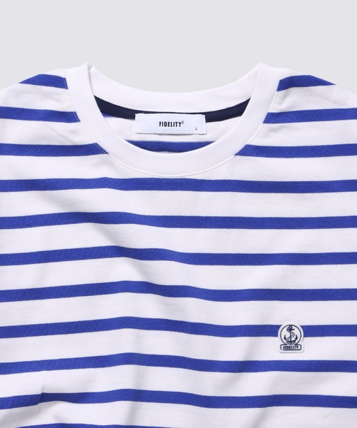 FIDELITY（フィデリティ）の「BORDER S/S CREW / 半袖ボーダークルーネックシャツ（Tシャツ/カットソー・メンズ・ブルー/オフホワイト/ダークネイビー/イエロー/キナリ/チャコール・X-LARGE/LARGE/MEDIUM）」の13枚目の写真