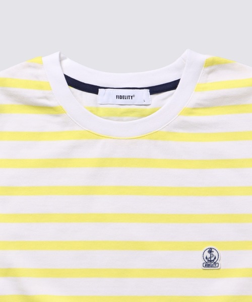 FIDELITY（フィデリティ）の「BORDER S/S CREW / 半袖ボーダークルーネックシャツ（Tシャツ/カットソー・メンズ・ブルー/オフホワイト/ダークネイビー/イエロー/キナリ/チャコール・X-LARGE/LARGE/MEDIUM）」の9枚目の写真