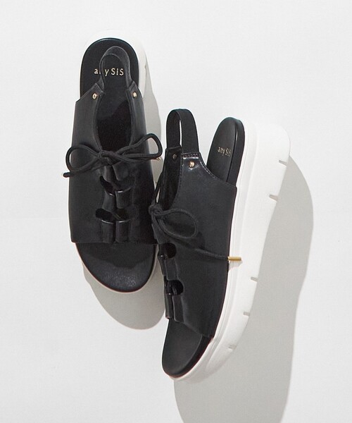 【セール】【23.5~24.0cm】レースアッププラットフォーム サンダル（サンダル）｜any SiS（エニィスィス）