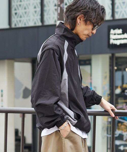 PUBLUX(パブリュクス)の「PUBLUX/パブリュクス デタッチャブルナイロンジャケット/ナイロンブルゾン/ライトアウター(限定展開)(ブルゾン・メンズ・ライトグレー/ブラック/ネイビー・SMALL/MEDIUM/LARGE)」の5枚目の写真