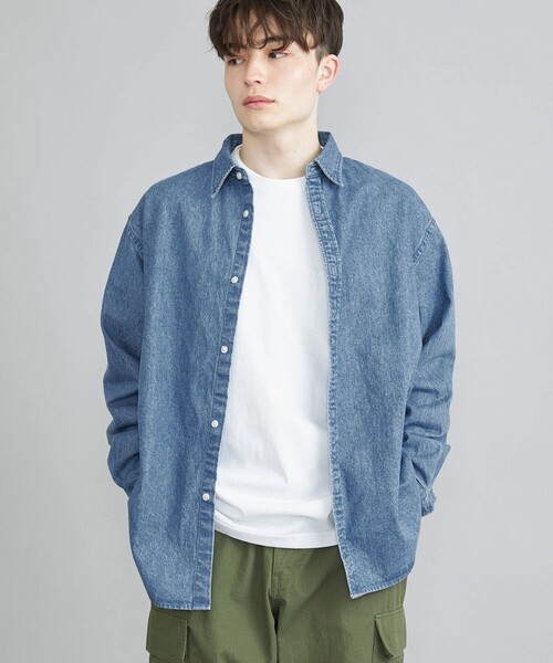coen(コーエン)の「ワイドデニムシャツ(シャツ/ブラウス・メンズ・コバルトブルー/ネイビー・M/S/XL/L)」の1枚目の写真