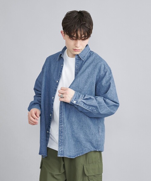 coen(コーエン)の「ワイドデニムシャツ(シャツ/ブラウス・メンズ・コバルトブルー/ネイビー・M/S/XL/L)」の3枚目の写真