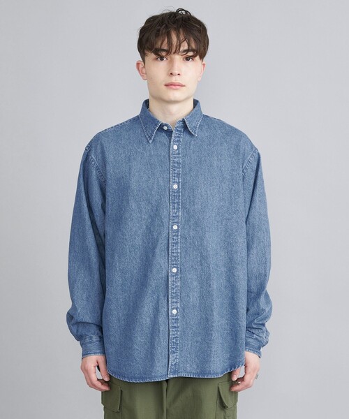 coen(コーエン)の「ワイドデニムシャツ(シャツ/ブラウス・メンズ・コバルトブルー/ネイビー・M/S/XL/L)」の13枚目の写真