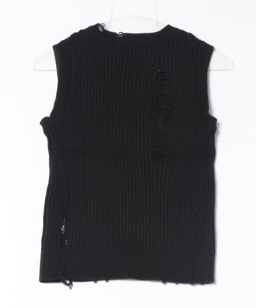 TITE IN THE STORE（ティテ　インザ　ストア）の「【VERSEAU/ヴェルソー】ダメージノースリニットプルオーバー（ニット/セーター・レディース・オフホワイト/ブラック・38）」の3枚目の写真