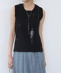 【VERSEAU/ヴェルソー】ダメージノースリニットプルオーバー