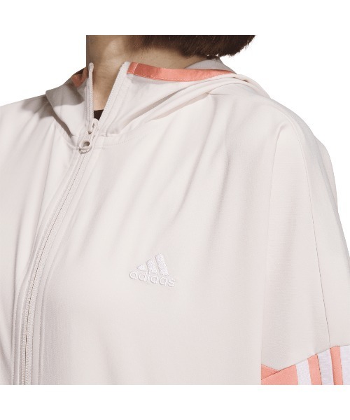 adidas（アディダス）の「アディダス adidas シーズナル ルーズフィット カラーブロック フード付きクロスジャケット（その他アウター・レディース・ベビーピンク/ブラック/ネイビー・S/M/L/XL）」の7枚目の写真
