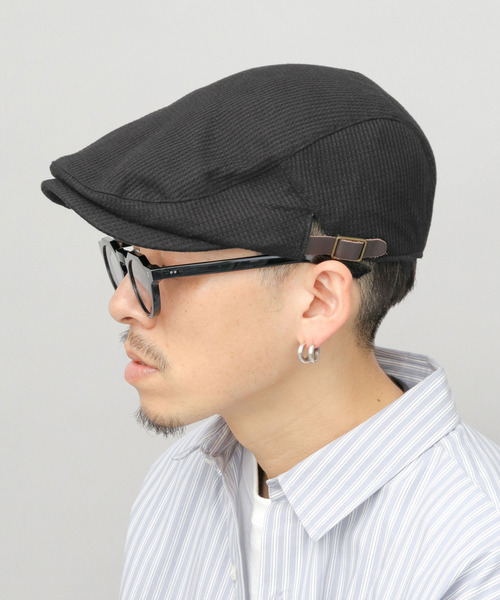 Ruben（ルーベン）の「サイドアジャスター付き ワッフル ハンチング（ハンチング/ベレー帽・メンズ・グレー/ライトグレー/ブラック・FREE）」の4枚目の写真