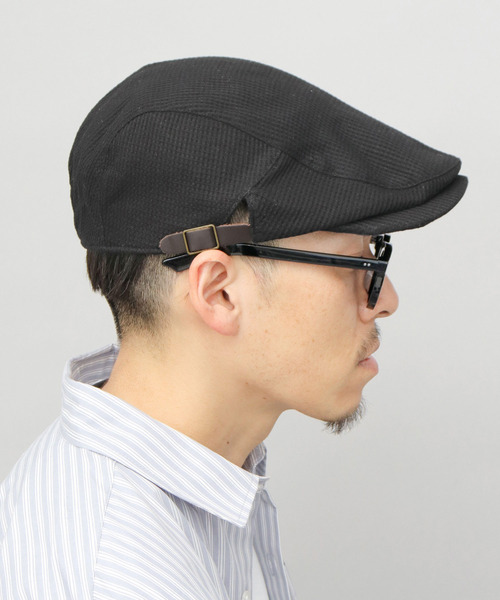 Ruben（ルーベン）の「サイドアジャスター付き ワッフル ハンチング（ハンチング/ベレー帽・メンズ・グレー/ライトグレー/ブラック・FREE）」の6枚目の写真