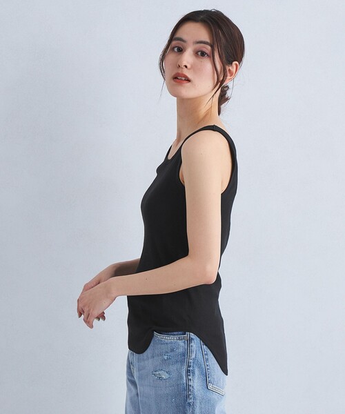 green label relaxing(グリーンレーベルリラクシング)の「ベーシック リブ タンクトップ(タンクトップ・レディース・ブラック/モカ/オフホワイト・FREE)」の4枚目の写真