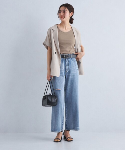 green label relaxing(グリーンレーベルリラクシング)の「ベーシック リブ タンクトップ(タンクトップ・レディース・ブラック/モカ/オフホワイト・FREE)」の6枚目の写真