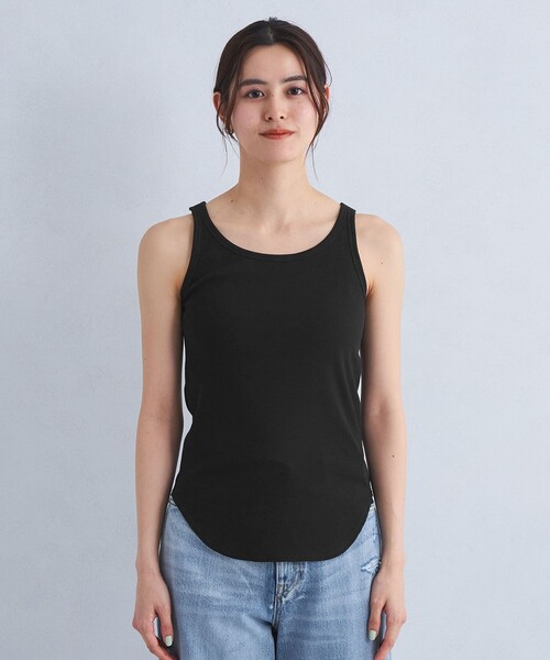 green label relaxing(グリーンレーベルリラクシング)の「ベーシック リブ タンクトップ(タンクトップ・レディース・ブラック/モカ/オフホワイト・FREE)」の7枚目の写真